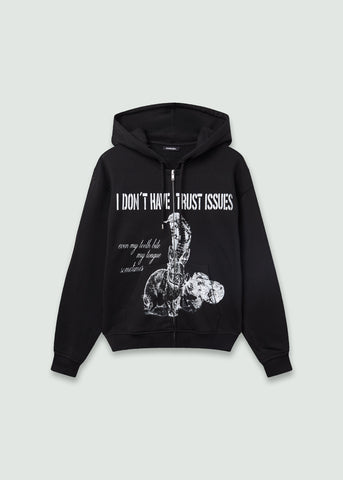 Bunny Zip Up Hoodie Black